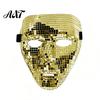 Comfortable Mirror Mosaic Mask Halloween Disco Ball Mask, Breathable Masquerade, Sparkling Gold Glitter Party Costume for Dance Performance,