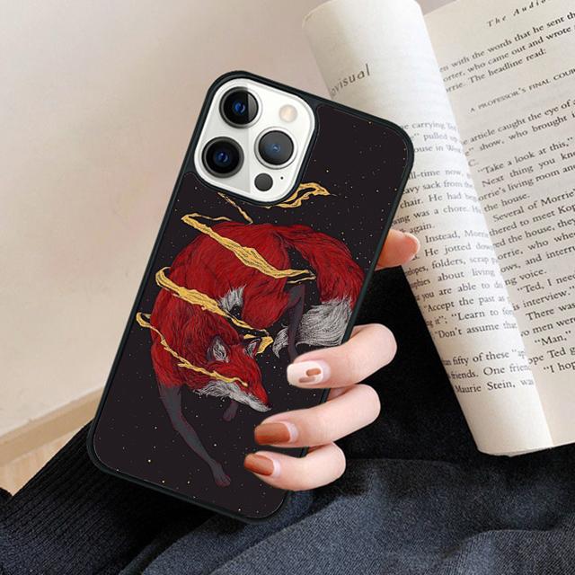 Kitsune Fox Art Phone Case Back Cover for iPhone 17 Air 16 15 14 13 11 12 Pro Max Plus Fundas Coque