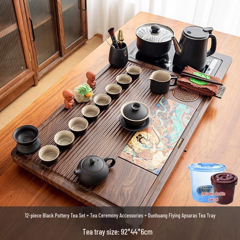 Chaxun 12-Piece Black Pottery Tea Set