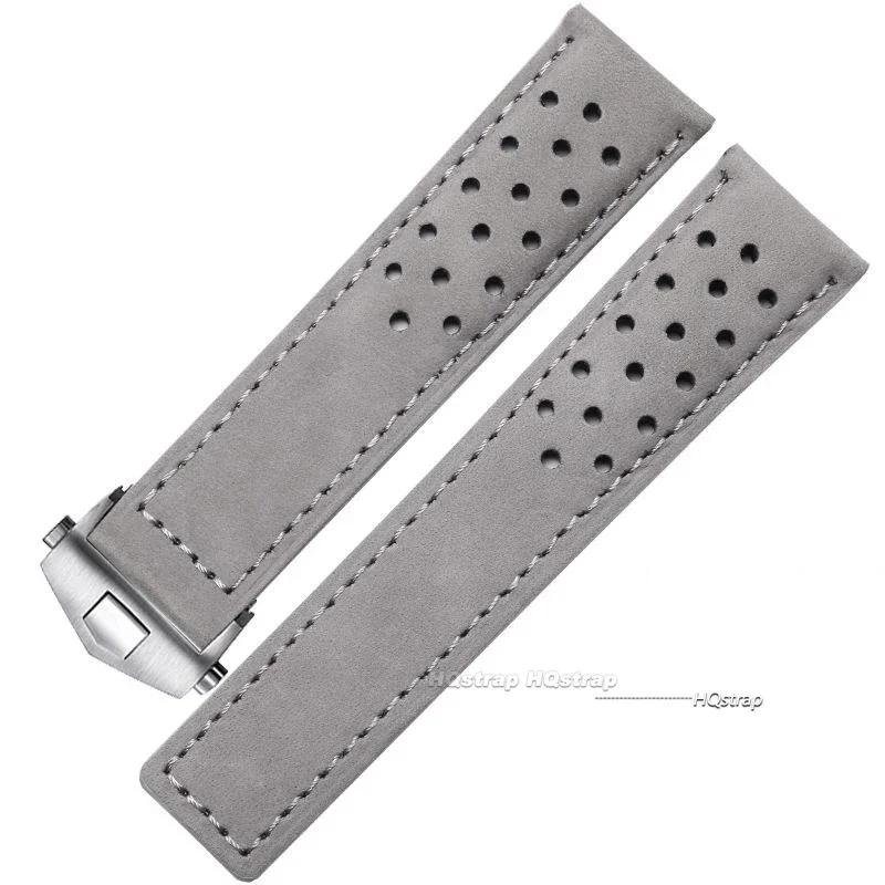 Genuine Leather Replacement Strap for Tag Heuer Carrera Monaco Series 20 22mm Frosted Cowhide Bracelet Universal Breathable Belt