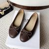 Flat Bottom Round Head Single Shoes Women's Spring and Autumn New French Soft Sole Grandma Shoes 2025 Popular Bow Doudou Evening Shoes