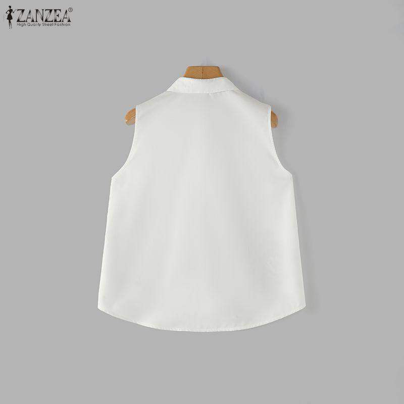 ZANZEA Women Casual Turn Down Collar Floral Print Sleeveless Vest Tops