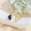 S925 sterling silver ring women's opening silver inlaid lapis lazuli temperament niche ring fashion versatile jewelry gift