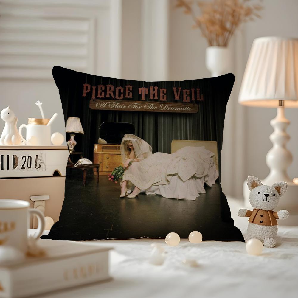 Pierce The Veil Cushion Cover Anti-dustmite Pillowcase Invisible Zipper Silky Short Plush Sofa Cushion Cover