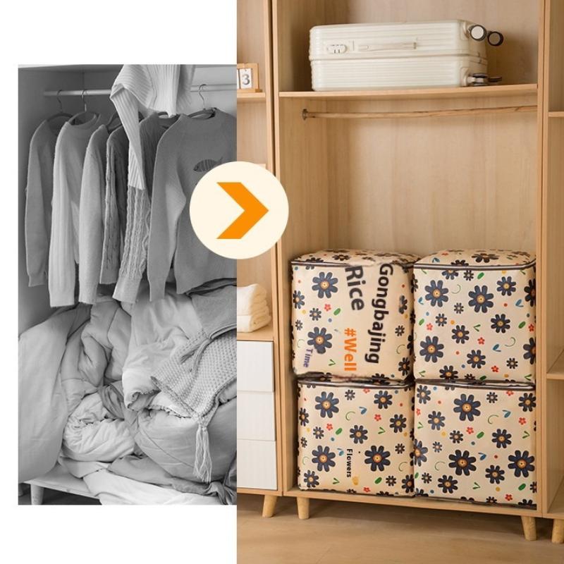 Large Capacity Clothes Storage Bags Closet Organizers Storage Bins Foldable Toy Containers Box Wardrobe Dust-Proof Moving Bag