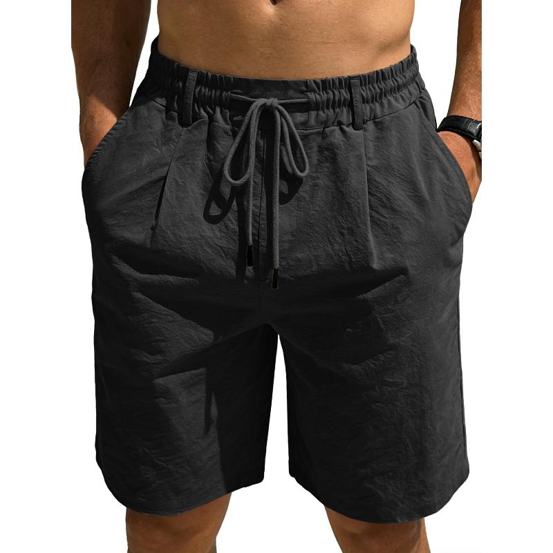 Men's Casual Shorts Cotton Elastic Waist Shorts Drawstring Summer Lightweight Shorts for Men Linen Casual Beach Vacation Yoga Golf Shorts with Pockets