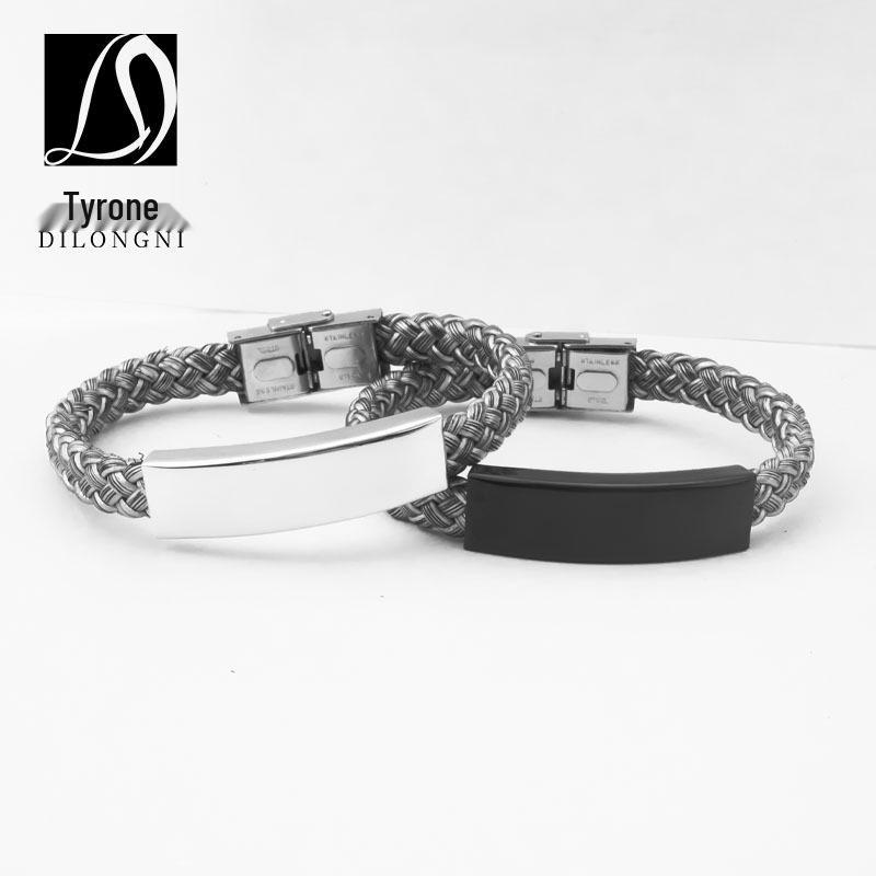 Stilvolles Herrenarmband aus Edelstahl mit Leder und Titangeflecht
