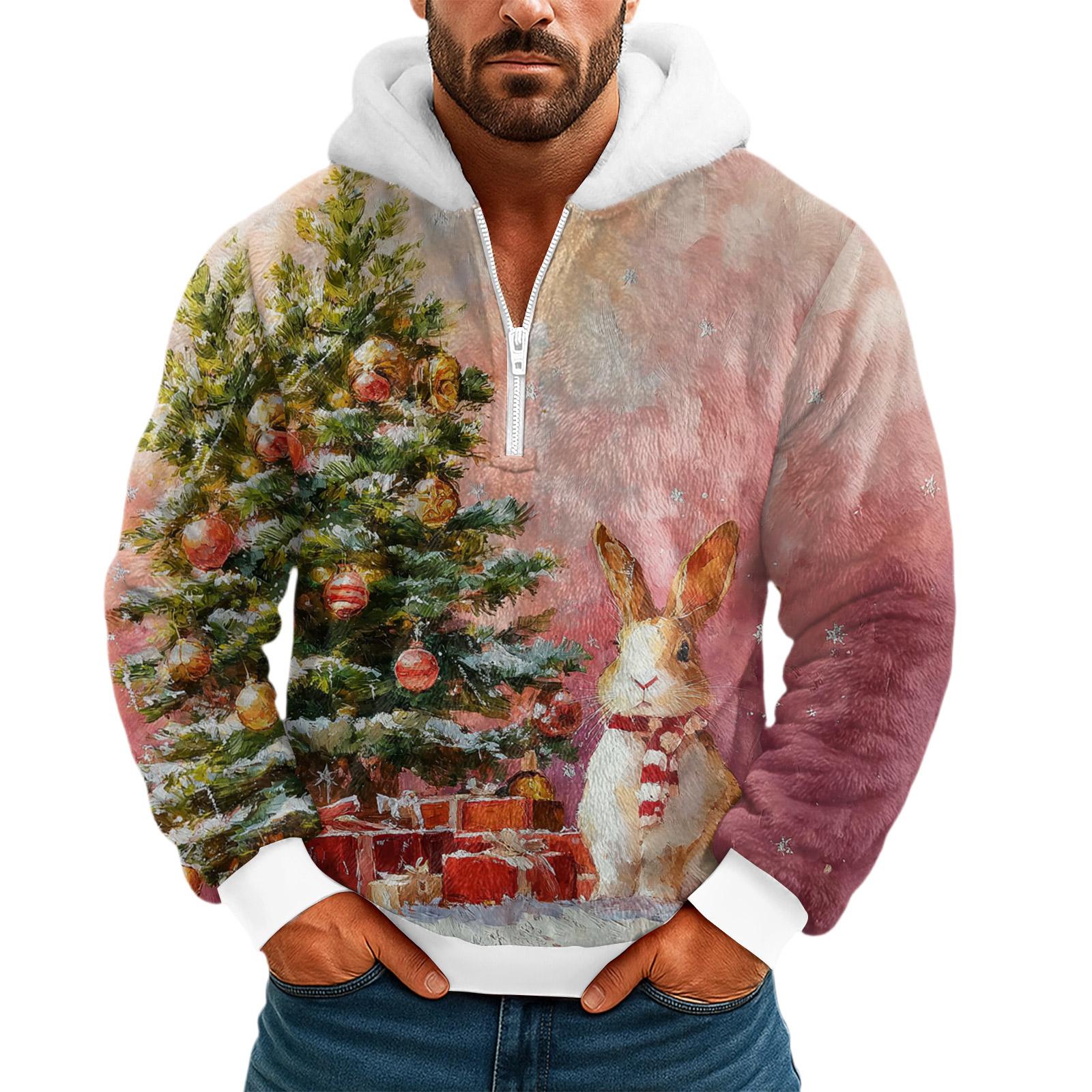 

Мужская Повседневная Толстовка с Капюшоном на Половину Молнии S розовый