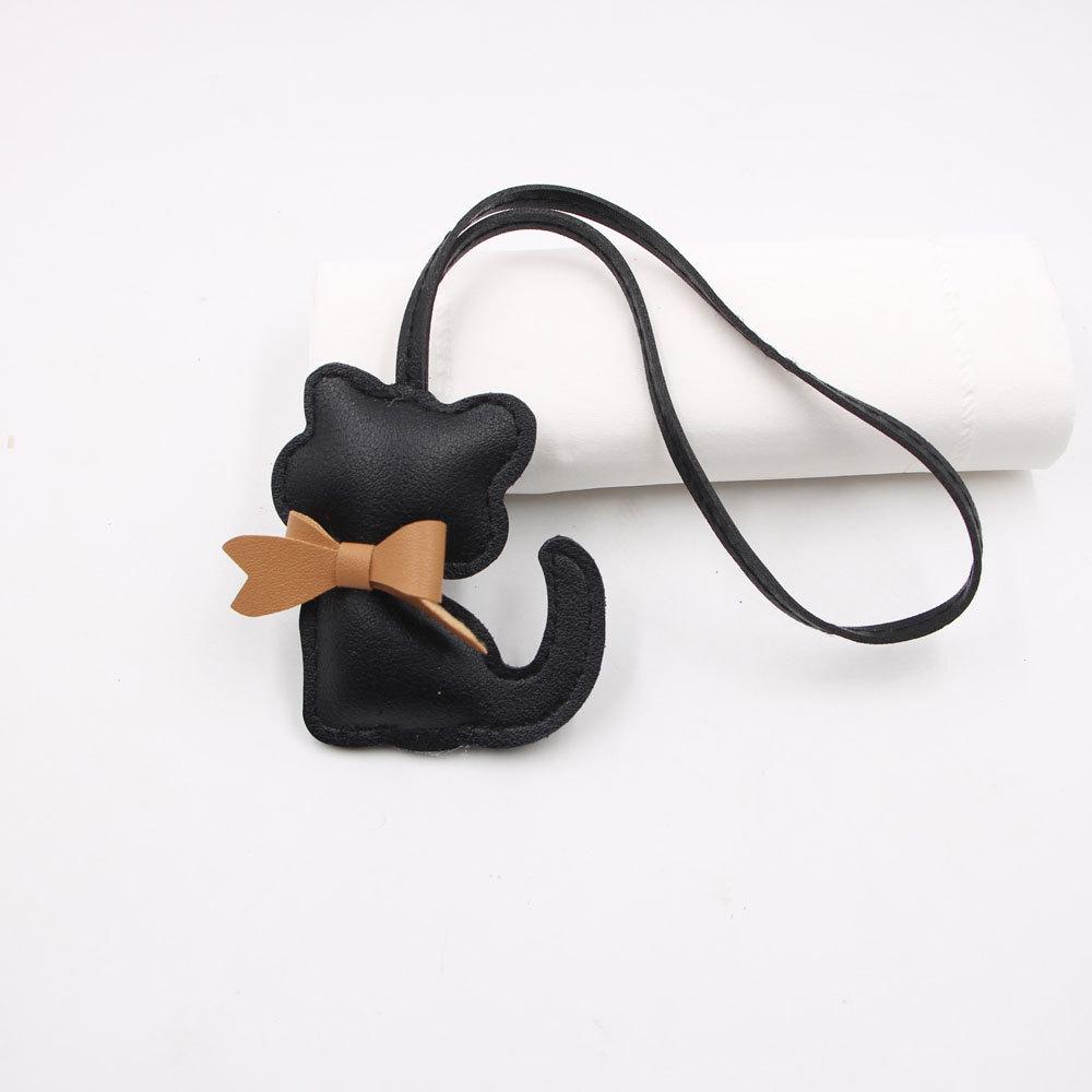 Personalized Bow Bow Cat Leather Lanyard Pendant Luggage Tie Pendant Kitten Cute Bag Charm