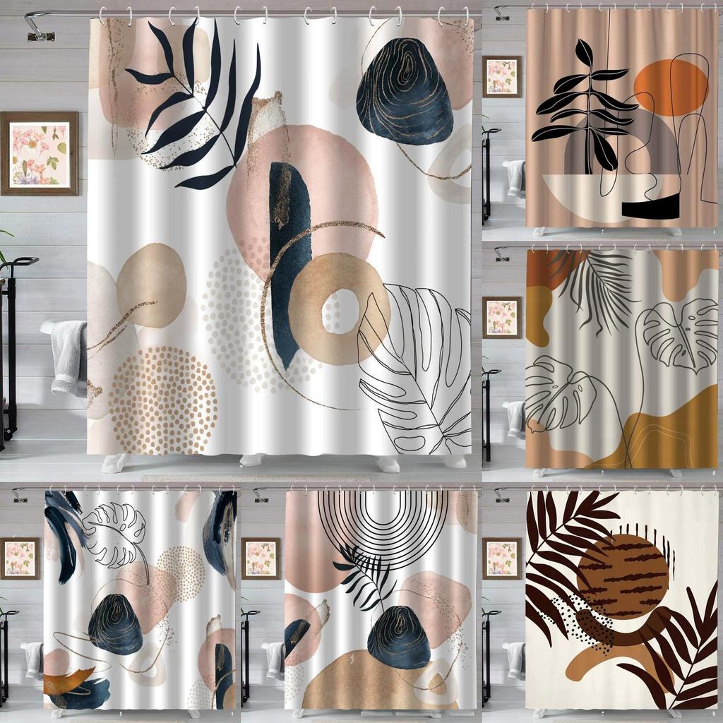 Boho Style Watercolor Polyester Shower Curtain Waterproof Fabric For Bathroom Decor And Privacy Divider