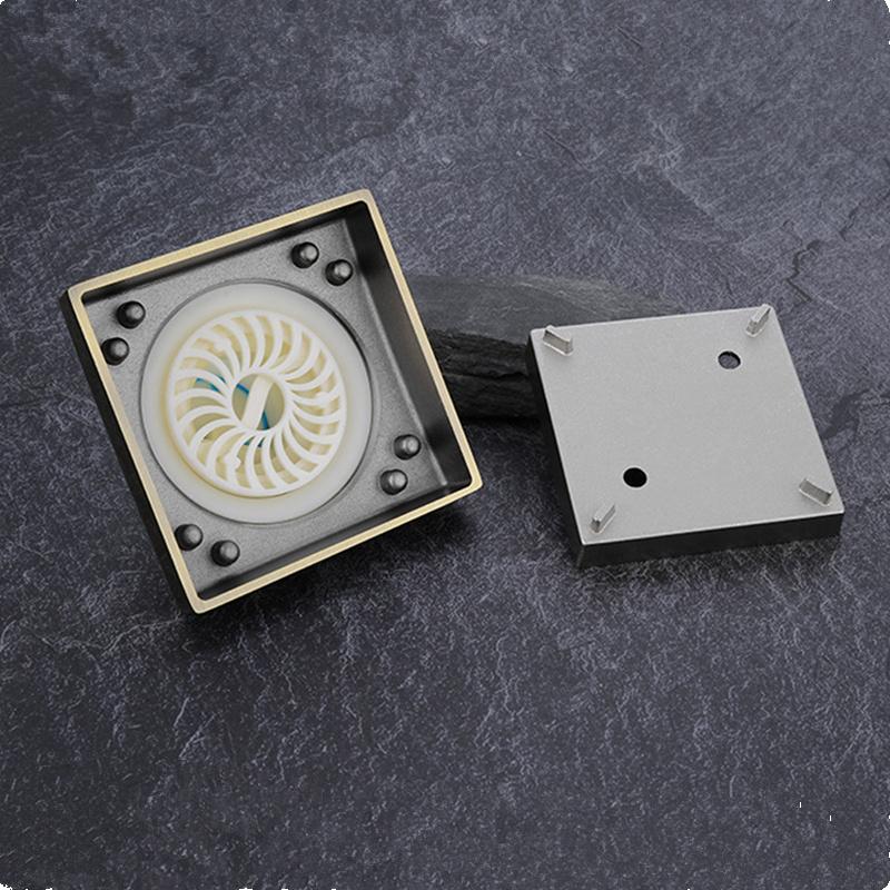 Tile Insert Drain Square Invisible Bathroom Floor Drain 10X10cm Shower Drain Brass Fine Floor Drain