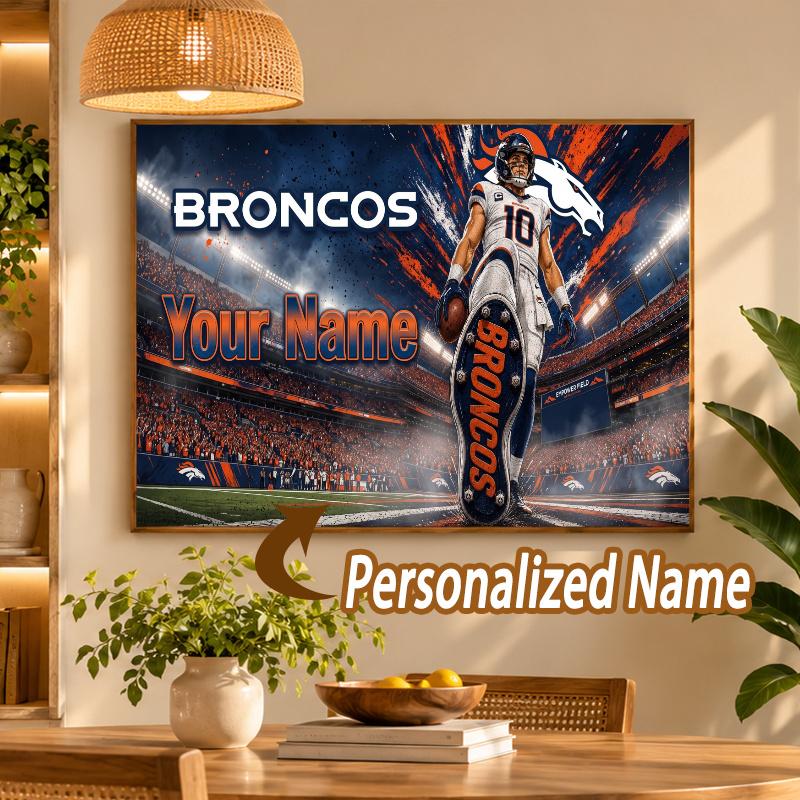 Custom Name Denver Broncos 5D Diamond Painting Personalized Full Drill Diamond Art Kit Gift