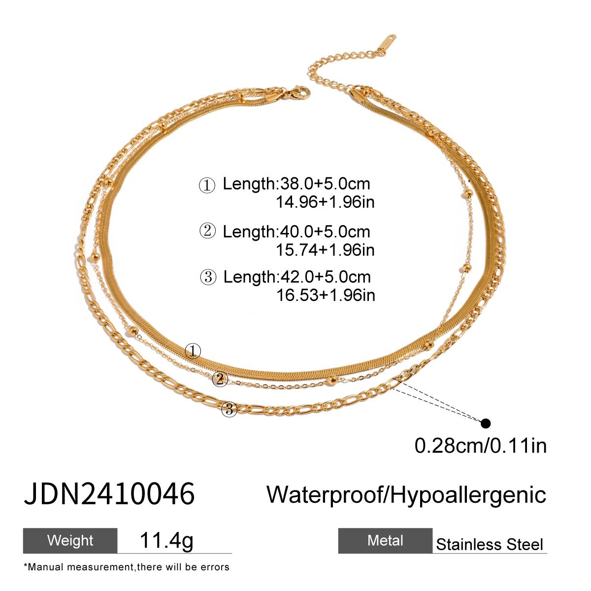 Youthway Заявление Ретро Позолоченная Нержавеющая Сталь Круглые Бусины Многослойная Цепочка Водонепроницаемые Гипоаллергенные Украшения