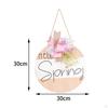 Hello Spring Wooden Hanging Sign Wall Art Decoration with Bowknot Wood Front Door for