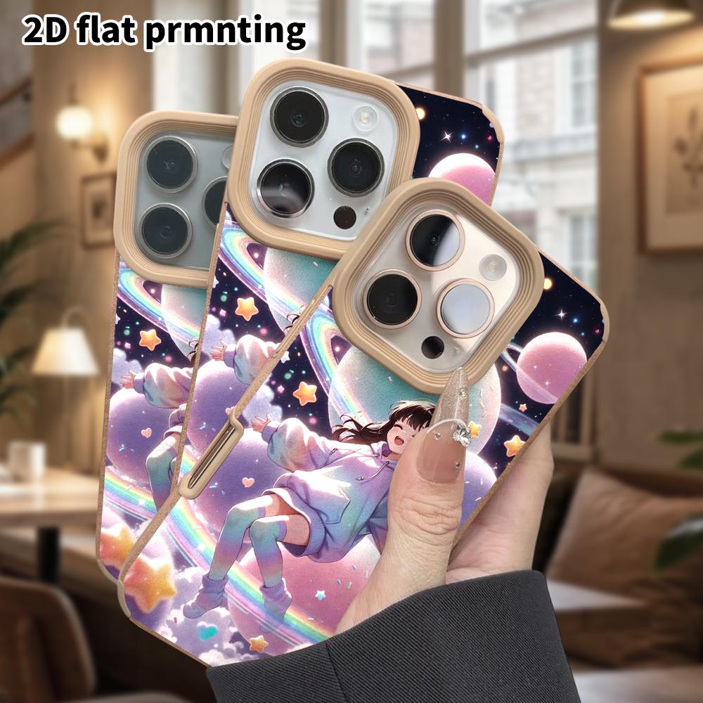 Phone Case: Lambskin 2D Flat Samsung Galaxy A34 A35 M05 M06 S20 S22 S21 FE Plus 5G Protective Case, Space Girl, Christmas and Halloween Gifts