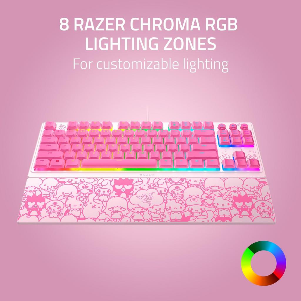 Razer Ornata V3 TKL Gaming Keyboard with Mechanism Membrane Backlit Media RGB and a Magnetic Wrist Rest Kitty Friends Low-Profile Keys, Switches,