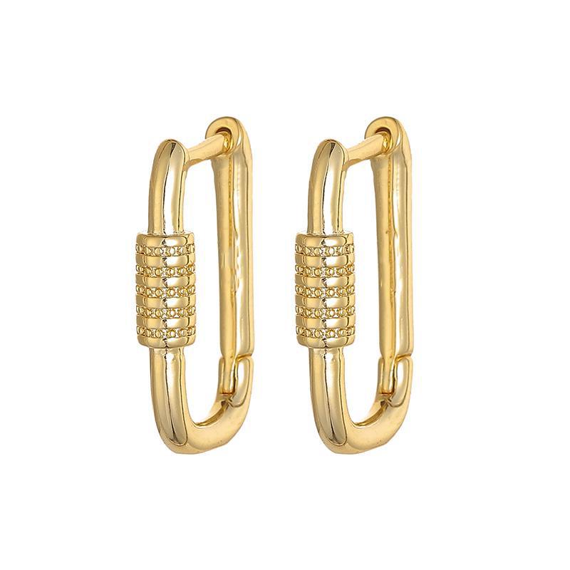 ANENJERY Geometric Oval Hoop Earrings Female Golden French Earrings