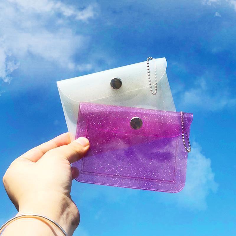Japanese & Korean Style Snap Button PVC Mini Wallet: Cartoon Coin Purse, Portable Earphone & Key Case Pendant