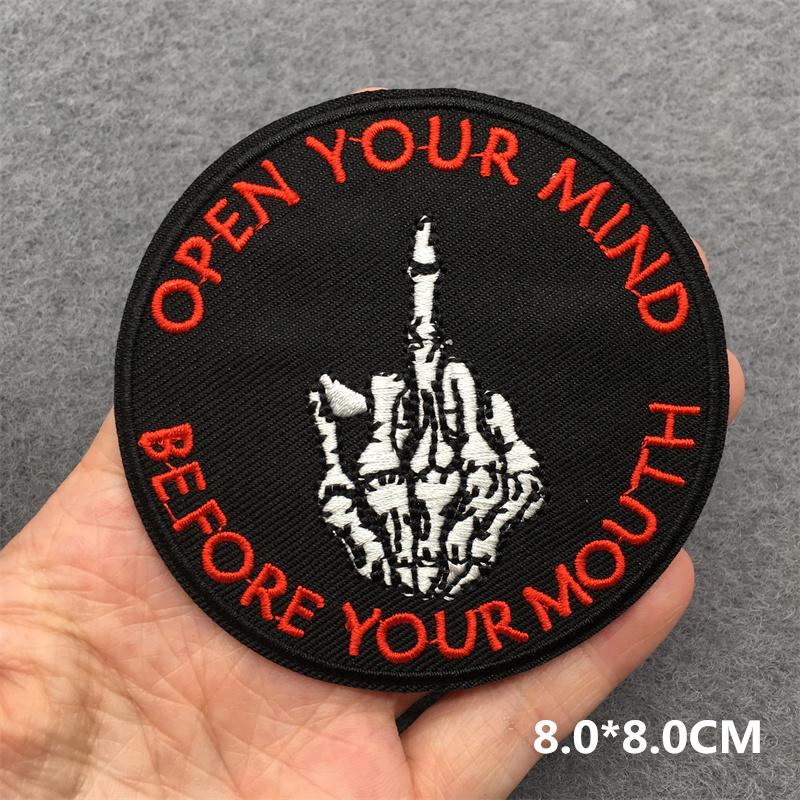 Punk Patch Flame Embroidery Patches For Clothes Scary Skull Iron On Patches On Clothing Embroidered Jacket Badge Sticker