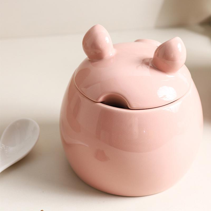 Cute Little Pig Ceramic Canister Candy Jar Storage Jar with Lid