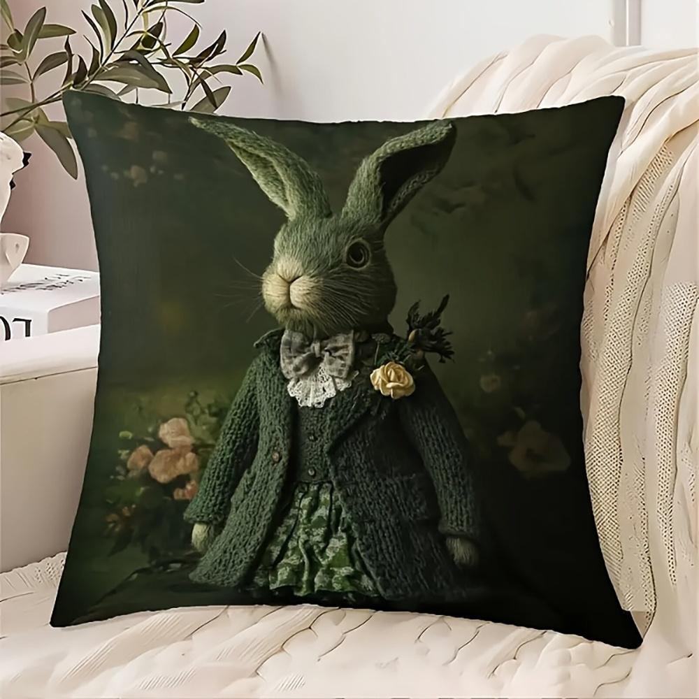 Soft Skin Friendly Easter Bunny Pillow Cover Double Sided Print Design For Bedroom Home Sofa Chair Decor Polyester Fabric