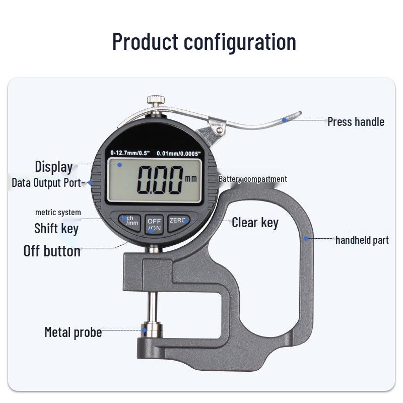 HEMUELE Digital Micrometer Caliper for Measuring Film, Paper, Leather, and Tubes