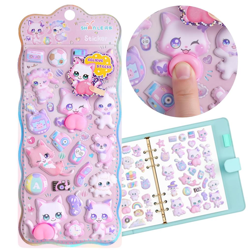 Adesivi Culo Carini Personaggi Animali 3D Morbidi e Morbidi Marshmallow per Bambini e Adulti Decorazione Diario Onirici Kawaii 1 Foglio