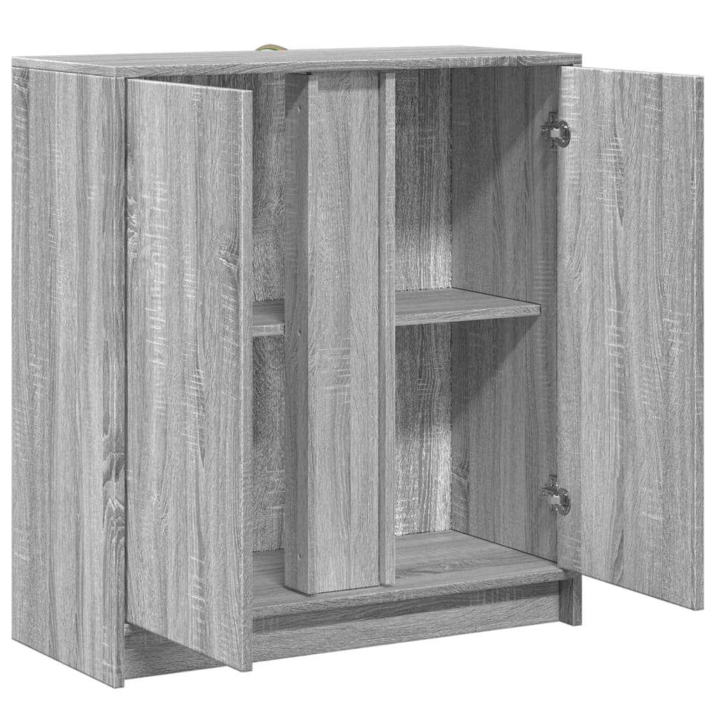 LED Sideboard Grey Sonoma 77 x 34 x 85 cm Particleboard