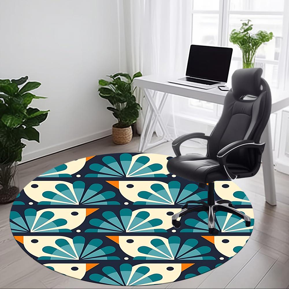 1pc Birds Pattern Office Round Area Rug, Indoor Mat Suitable For Office, Under Office Chairs Bedroom Living Room Home Decor, Room Deco