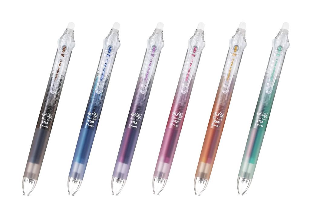 Pilot Erasable Ballpoint Pen FriXion Ball 3 3-Color "Colorful Slim" ("ELEGANT COLORS" Black, Violet, Rose)