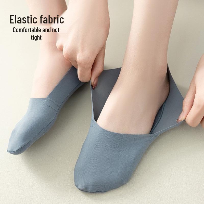 Women's Non-Slip Ice Silk Ankle Socks - Breathable, Sweat-Absorbent, Invisible Design with Deep Cut