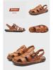 Genuine Leather Men's Summer Sandals - Closed Toe, Non-Slip Outdoor & Driving Shoes with Trendy Cowhide Sole
