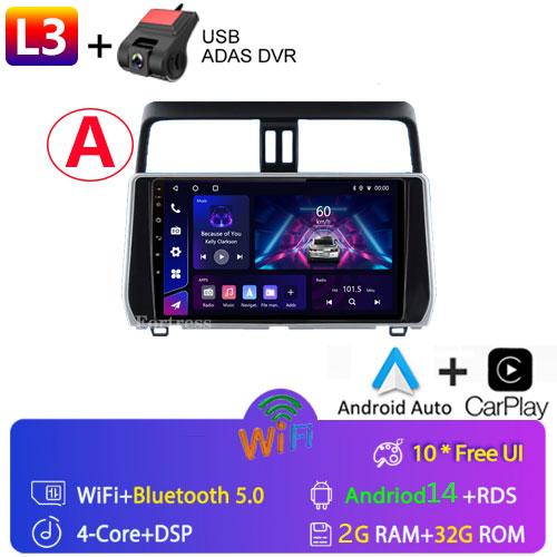 For Toyota Land Cruiser Prado 150 2018 2019 - 2022 Carplay 360 Camera Auto Android 13Car Radio Multimedia Player GPS Stereo Wifi