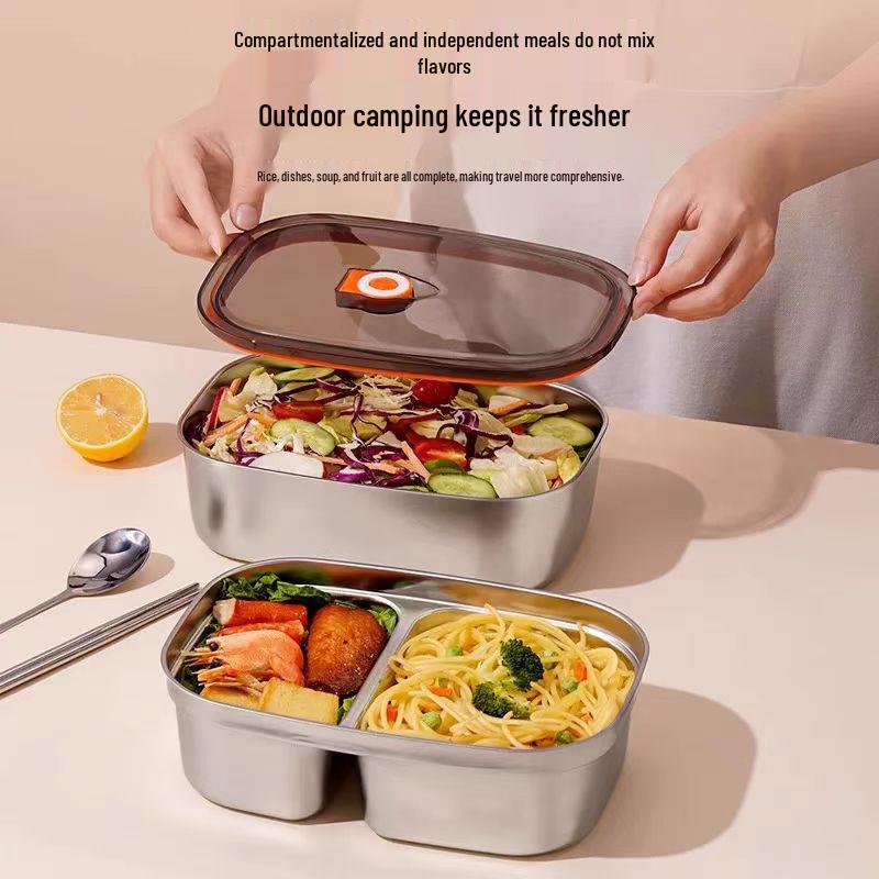 Pudełko na lunch ze stali nierdzewnej 304 - Styl biurowy, Możliwość podgrzewania w mikrofalówce, Duża pojemność dla dorosłych