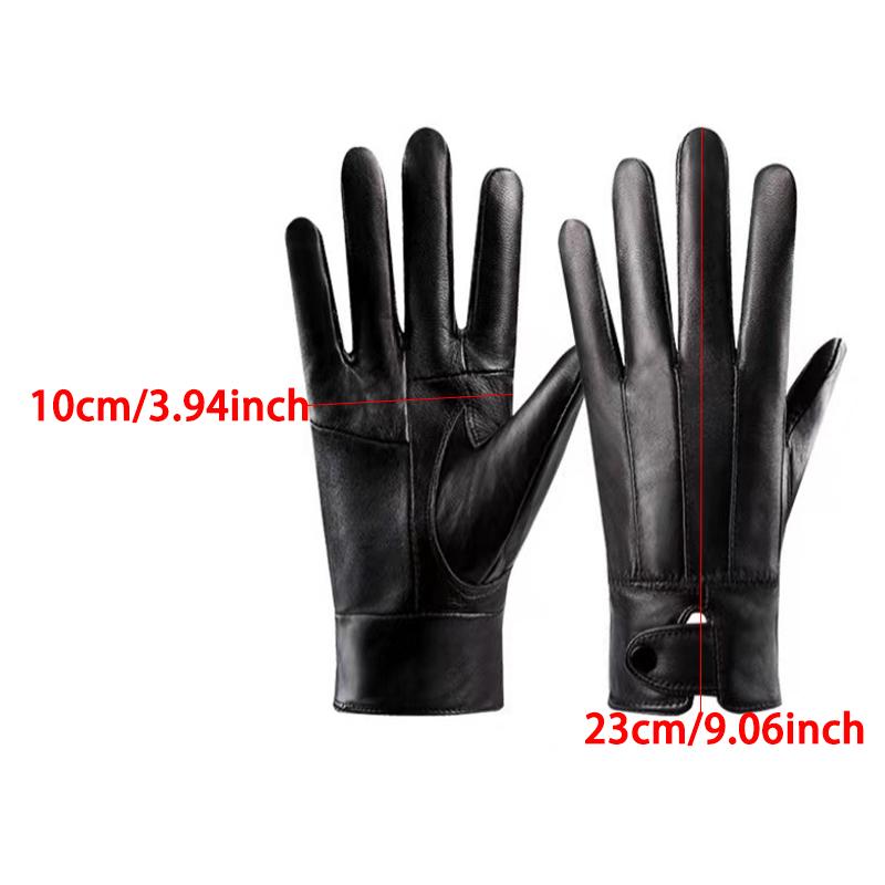 WTEMPO 1 Paar Kunstleder Warme Plüsch Vollfingerhandschuhe Herbst Winter Outdoor Radfahren Fahren PU Schwarze Handschuhe