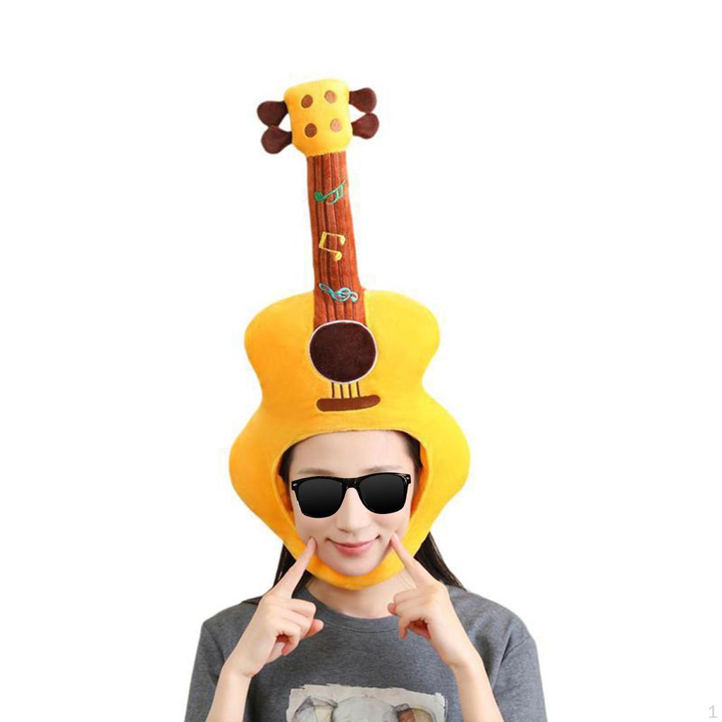 Whimsical Yellow Guitar Headpiece Hat Soft Short Charming Headwear