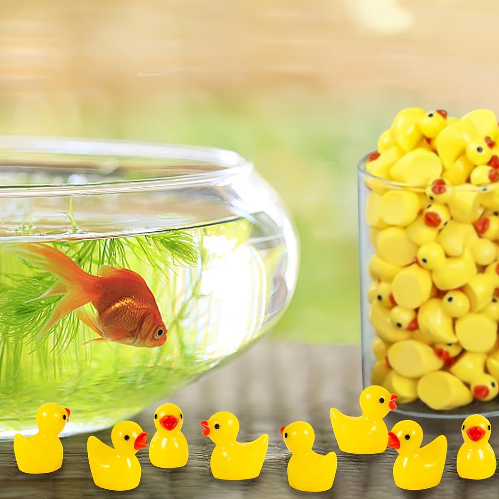 1000Pc Resin Miniature Ducks Tiny Dollhouse Yellow Duck Figurines For Fairy Garden Aquarium Potted Plant Diy Craft Decor