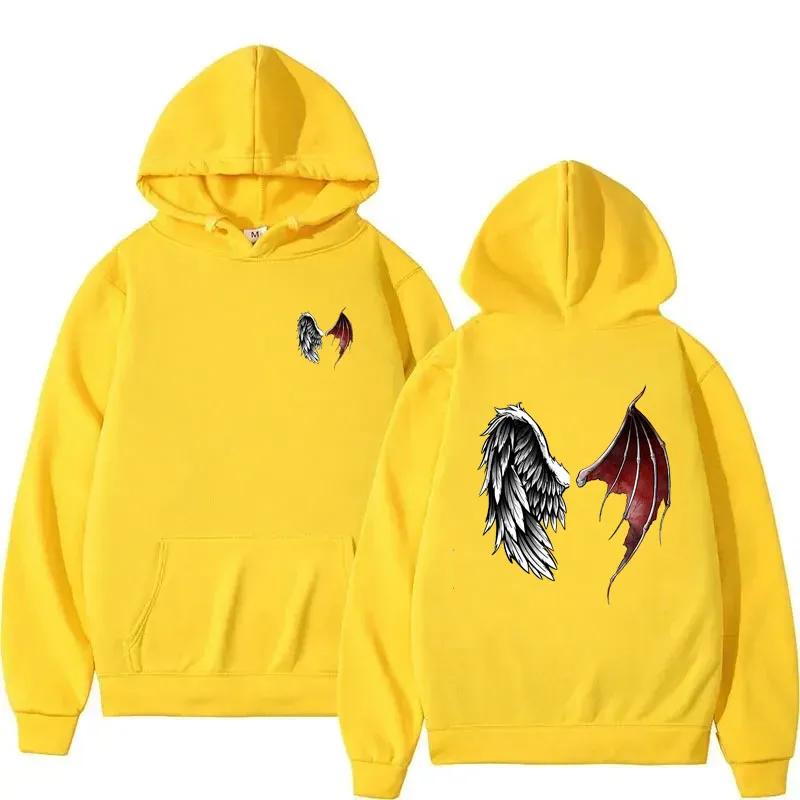 Mikina Lucifer Wings svetr s kapucí Devil Angel Wings Nebe a peklo Tip na dárek pro ženy Fleece svetr s kapucí Sportovní mikina