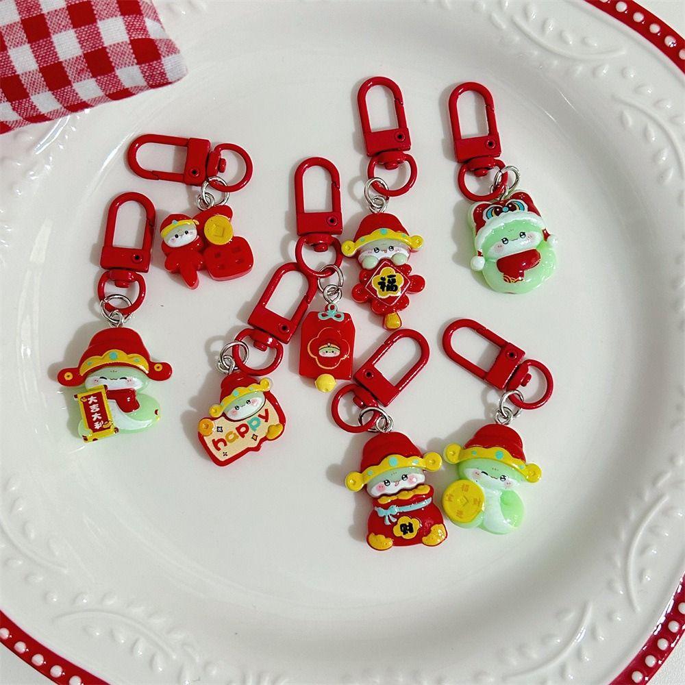 Lucky Snake Keychain God of Wealth Snake Key Ring Creative 2025 New Year Pendant  Ornament