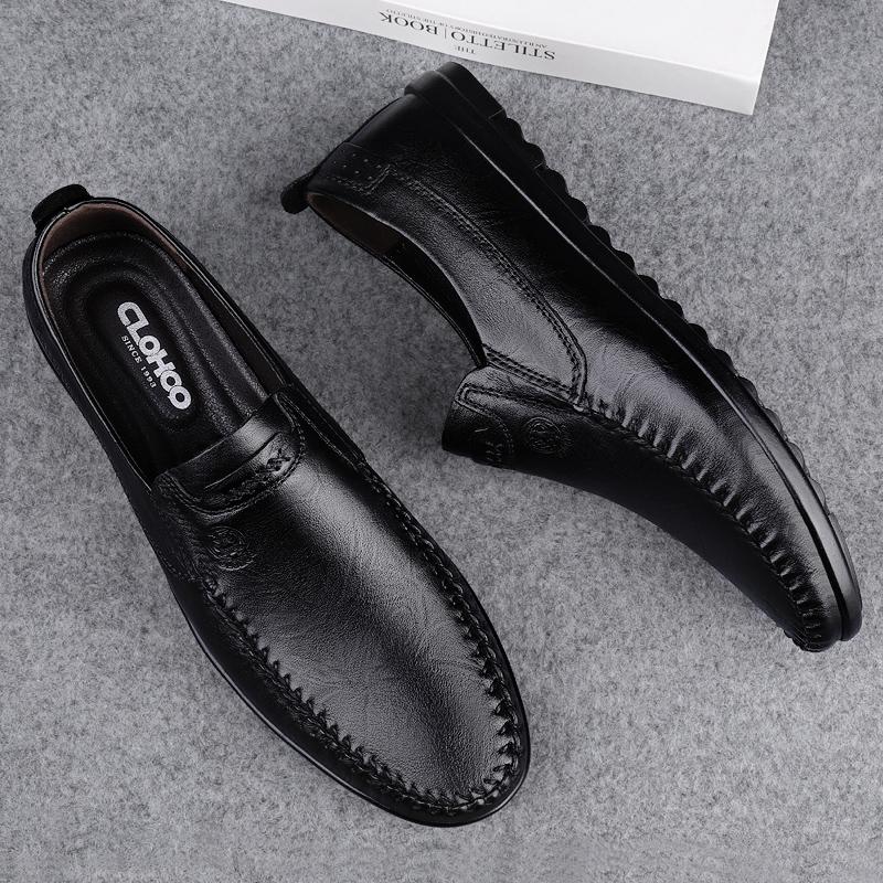 Leather Shoes Men Fashion Lightweight Moccasins Newest Brand Comfortable Men Casual Driving Shoes Business Slip On Dress Flats Man