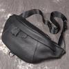 Version Coréenne du Sac de Poitrine en Cuir Tendance pour Homme, Sac d'Épaule en Cuir de Vachette Première Couche, Sac Messager Simple, Sac Banane Décontracté.
