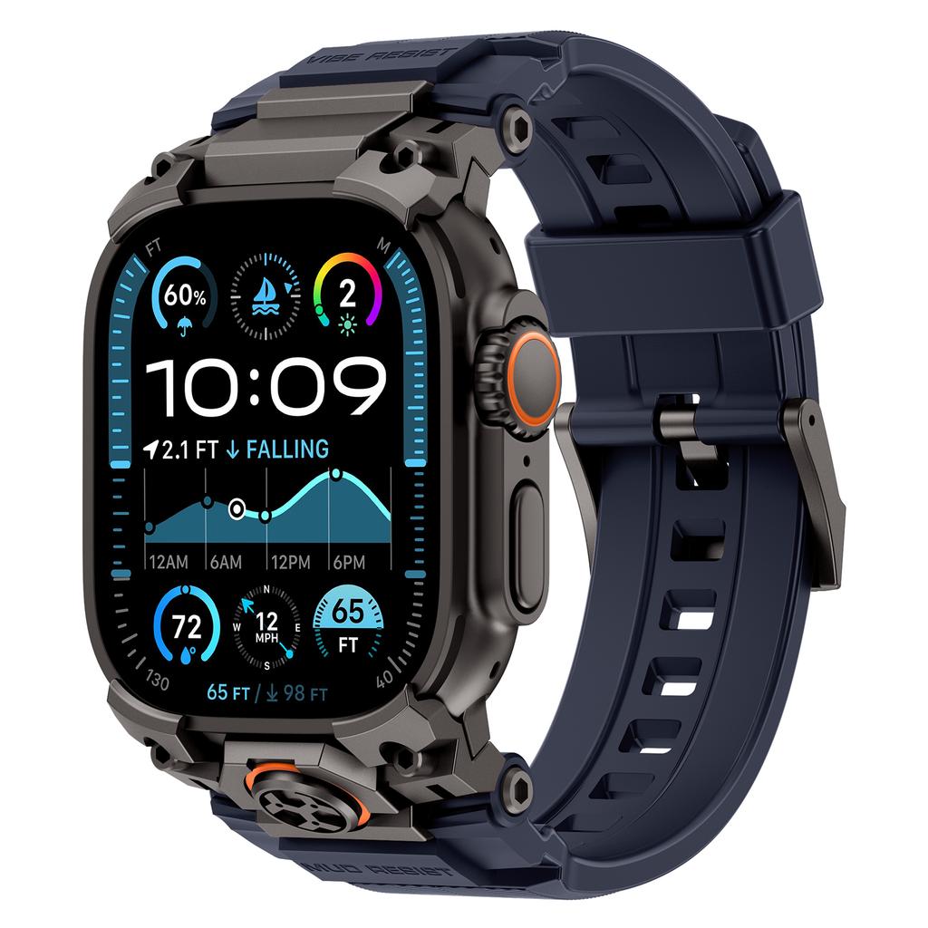 Luxusní gumový řemínek pro Apple Watch Band Ultra 3 49mm Kovový konektor Náramek pro iWatch ULTRA 2 1 49MM Silikonový pánský řemínek