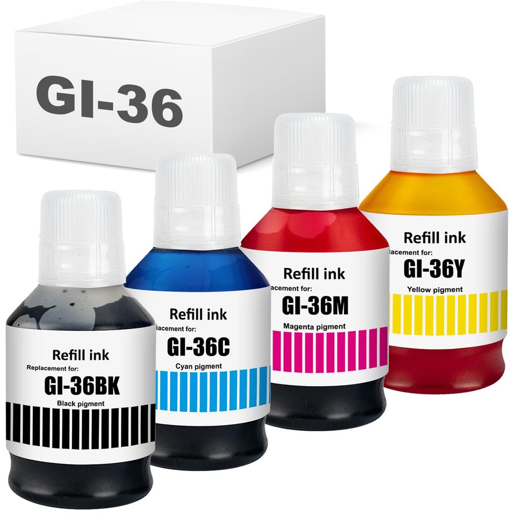 BAALAND Compatible Ink Bottles for Canon and Compatible with Maxify and GX5530 Printers GI-36, GI-36BK, GI-36C, GI-36M, GI-36Y Printers, GX7030,