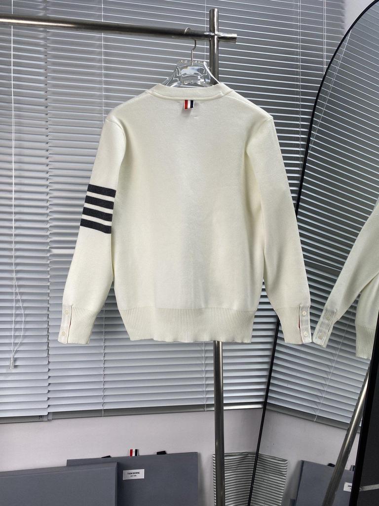 High Version Macaron V-neck Wool Cardigan with Four-Bar Sleeve for Unisex