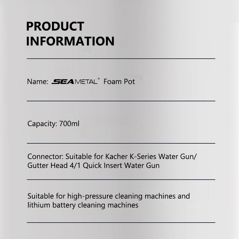 SEAMETAL 700ML Snow Foam Lance For Karcher K Series Car Pressure Washers Soap Foam Generator With Adjustable Sprayer Nozzle
