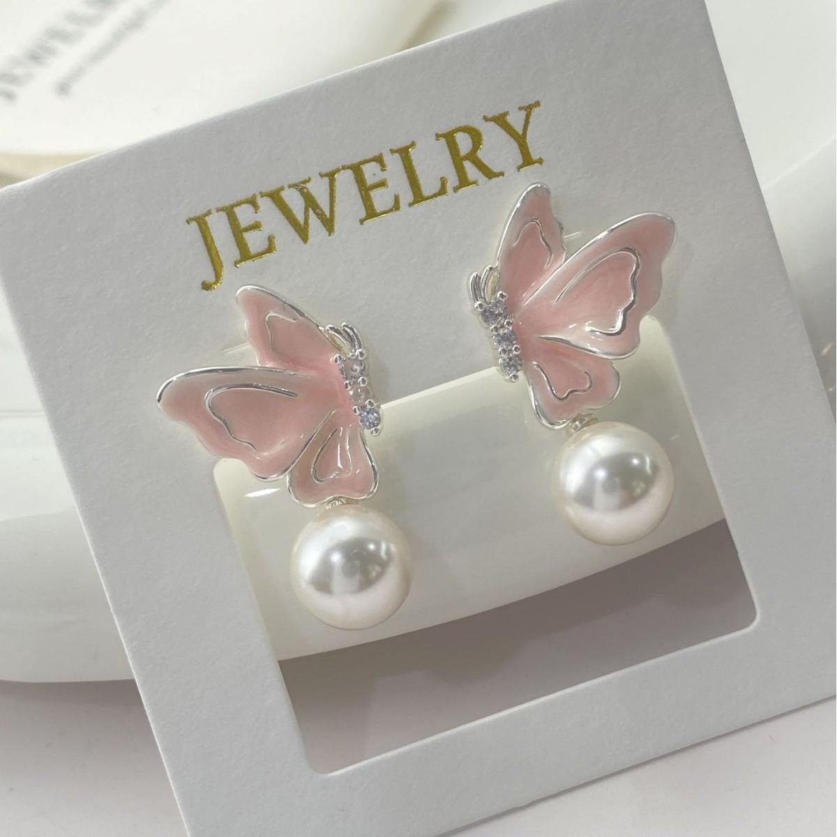 Glazed Butterfly Pearl Tassel Earrings: Light Luxury, Versatile Spring & Summer Ear Jewelry