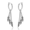 Bao Shalina Tassel Chain Leaf Earrings: Trendy Non-Piercing Korean Style for Men.