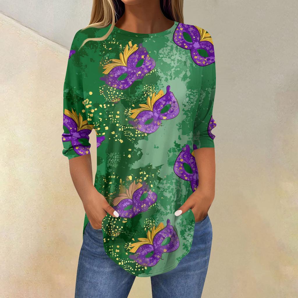 Camisetas para mujer Manga 3/4 Camisas Color Sólido Jersey Verano Primavera Tops Blusas