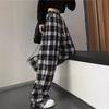 2026 Summer High-Waisted Plaid Loose Pants - Black and White