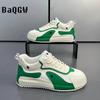 Fashion Men Casual Shoes Fashion Leather Canvas Breathable Color Block Running Luxury Sneakers Height Increased Platform Board Shoes